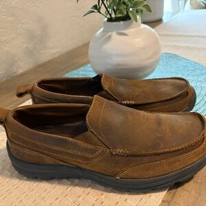 Skechers Men's Brown Slip-On Leather Casual Loafers